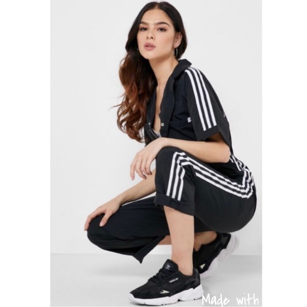 adidas Black Jumpsuit with White Three-Stripe Detail - Picture 4 of 12